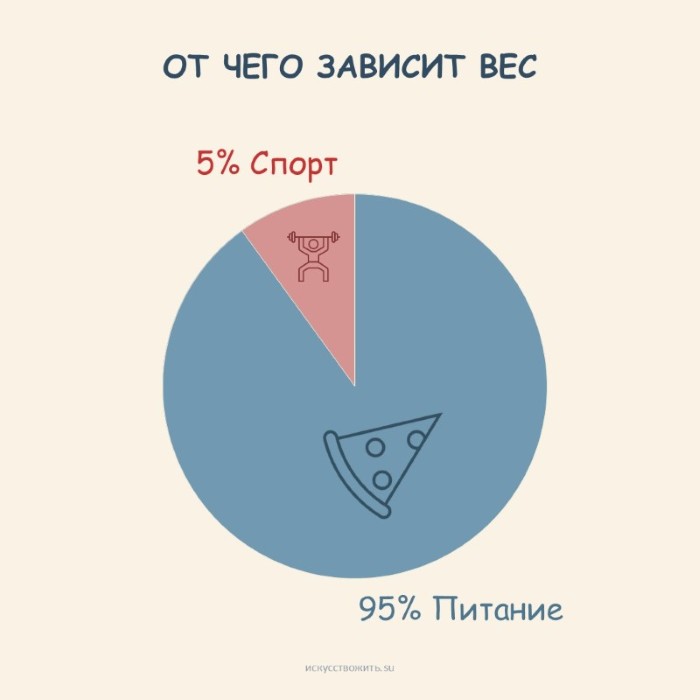 От чего зависит вес: 95 % — питание, 5 % — спорт